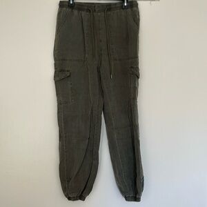 7 For All Mankind Pants Womens Medium Green Joggers Cargo Pocket Utility